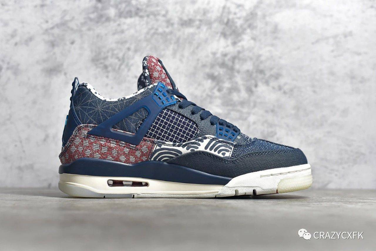 
乔丹 Air Jordan 4 Retro Sashiko Deep Ocean 蓝白牛仔刺子绣篮球鞋|华体会体育hth官方网站(图3)