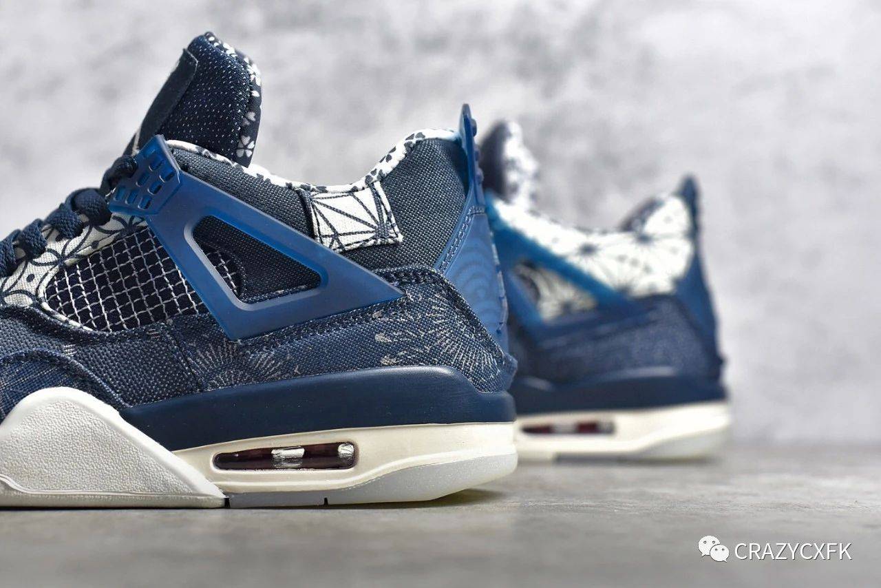 
乔丹 Air Jordan 4 Retro Sashiko Deep Ocean 蓝白牛仔刺子绣篮球鞋|华体会体育hth官方网站(图9)